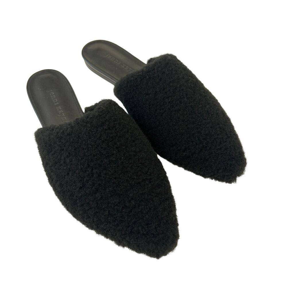 NWT Jenni Kayne Shearling Black Mules Slide On Shoes - Brand New - Size 38